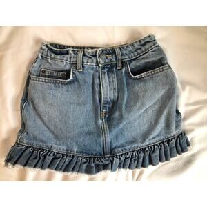 CARMAR girls denim distressed ruffle jean skirt size 24 size 8
